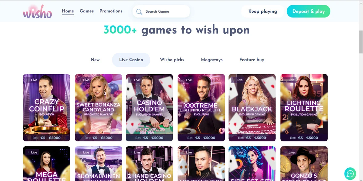 Wisho Casino Live Games