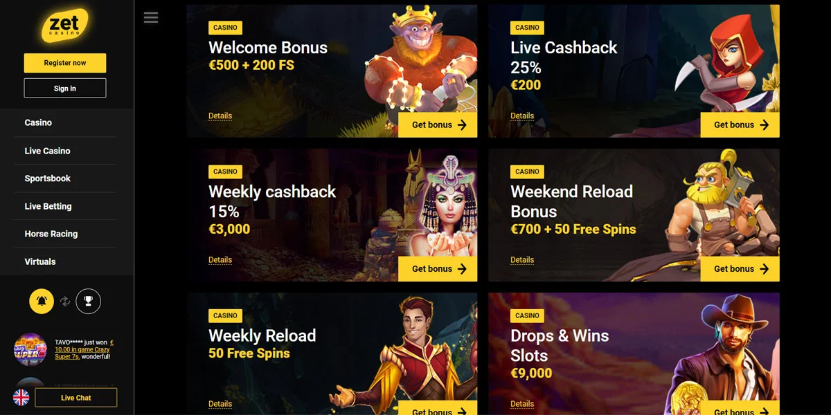 Zet Casino Promotions