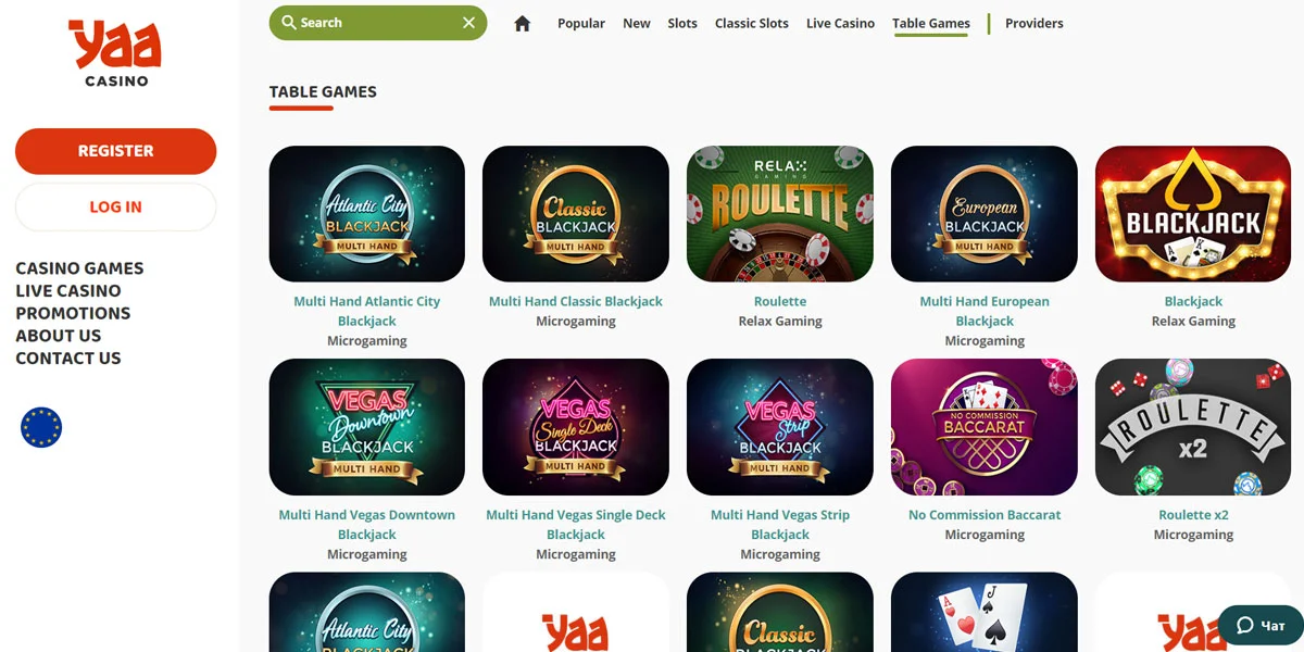 Yaa Casino Table Games