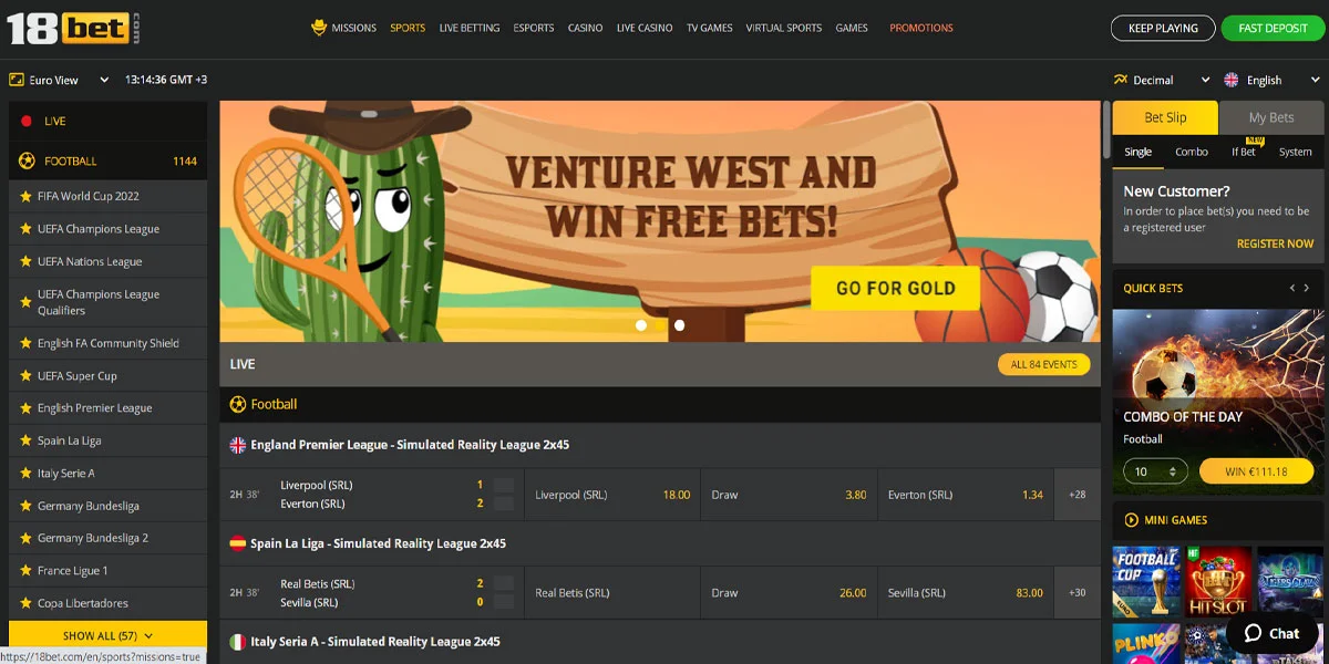 18bet Casino Sports Section