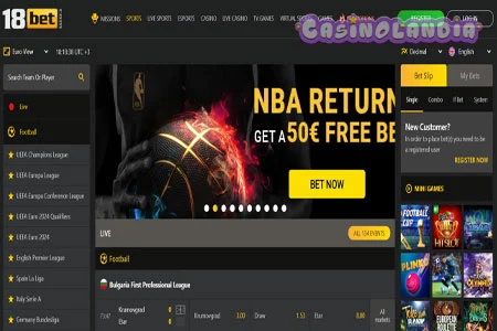 18bet Casino Desktop View