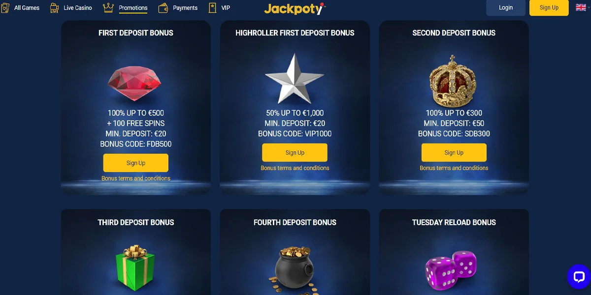 Jackpoty Casino Promotions