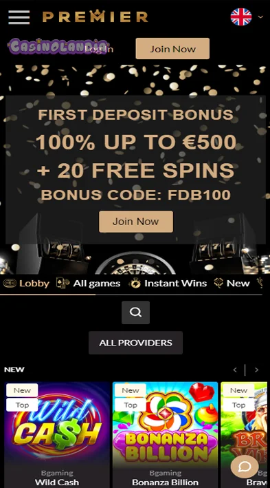 Premier Casino Mobile View