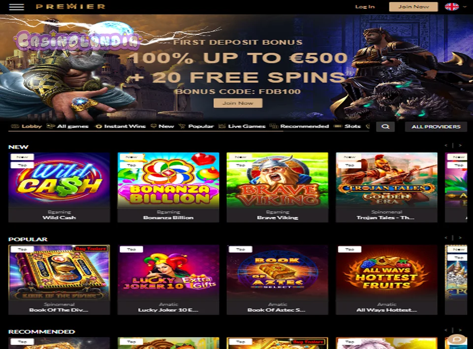 Premier Casino Tablet View Landscape