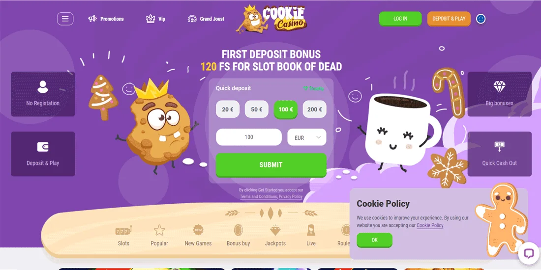 Cookie Casino Home Screen