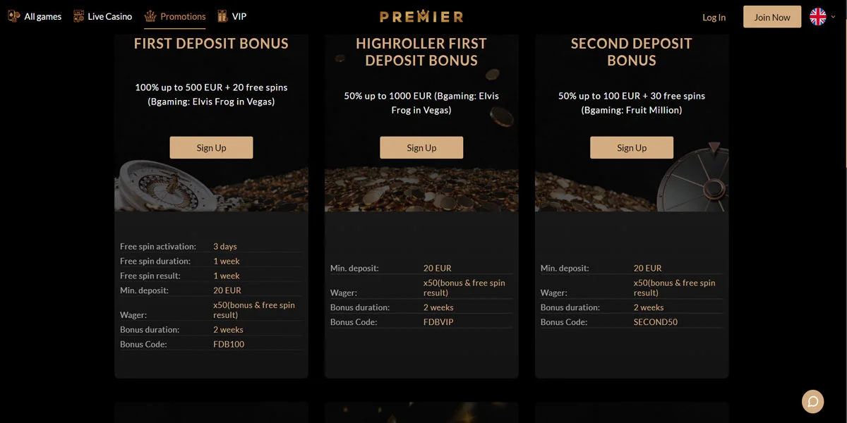 Premier Casino Promotions