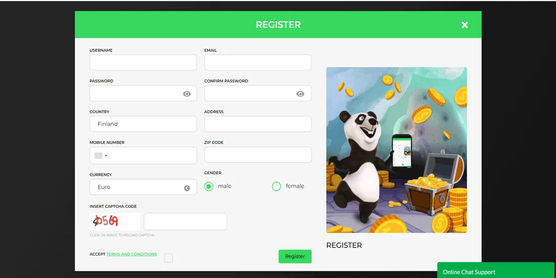 Fortune Panda Casino Registration