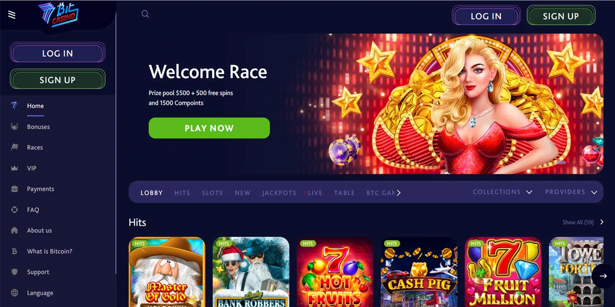 7BitCasino Home Screen