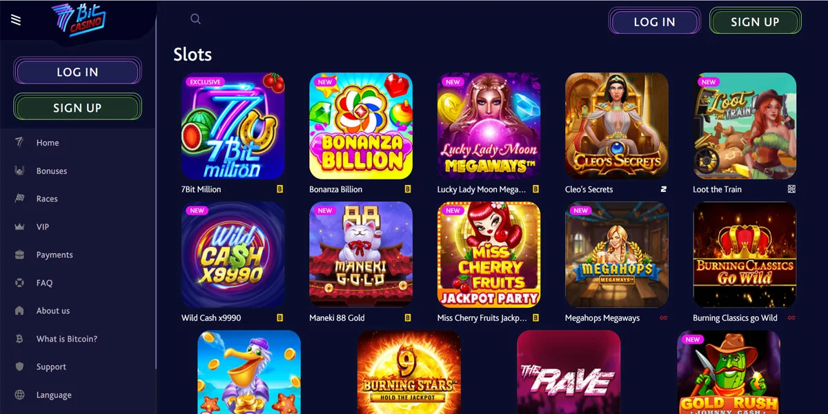 7BitCasino Slots Section