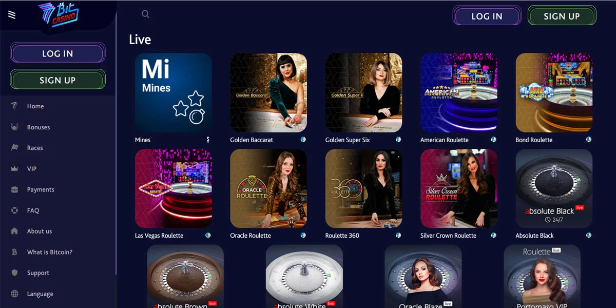 7BitCasino Live Games Section