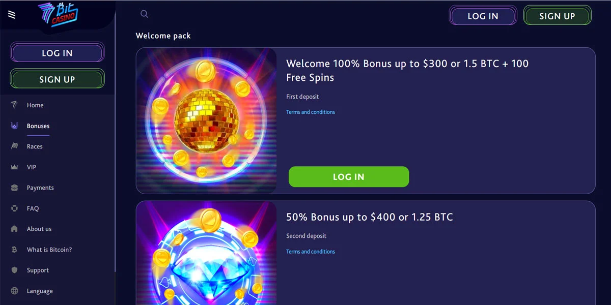 7BitCasino Bonuses