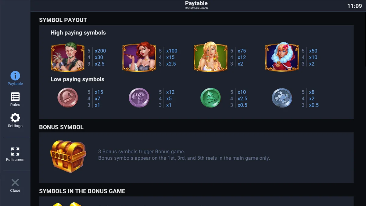 Christmas Reach Paytable