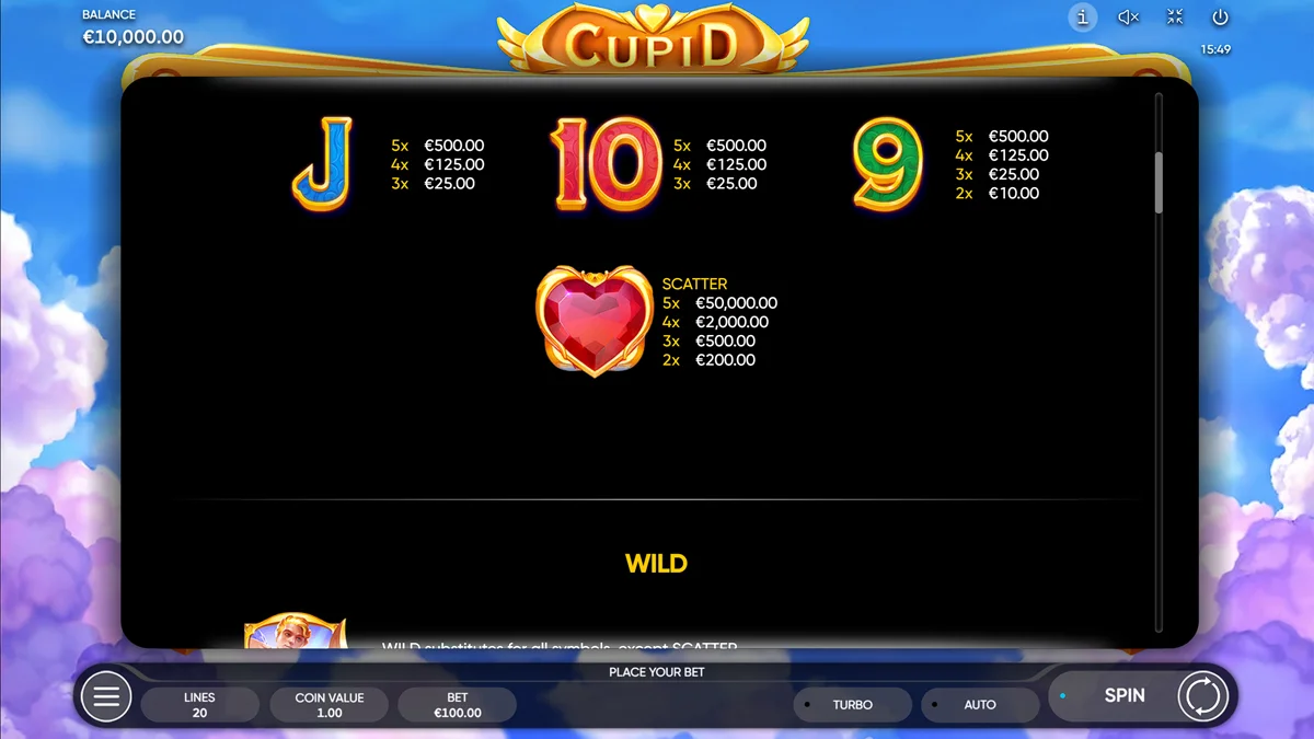 Cupid Paytable 2