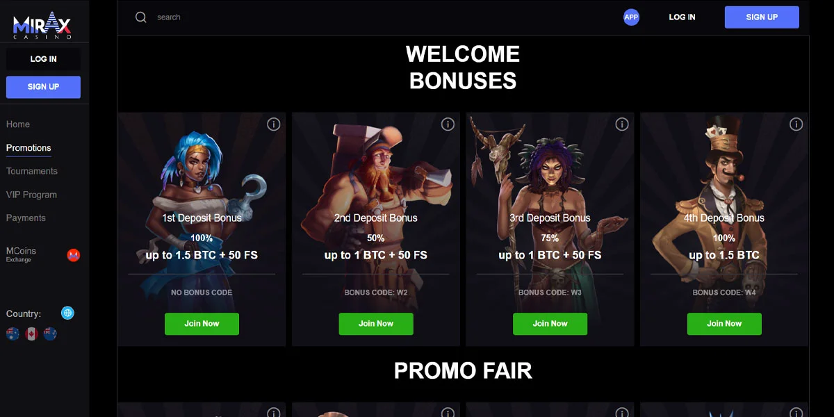 Mirax Casino Bonuses and Promotions