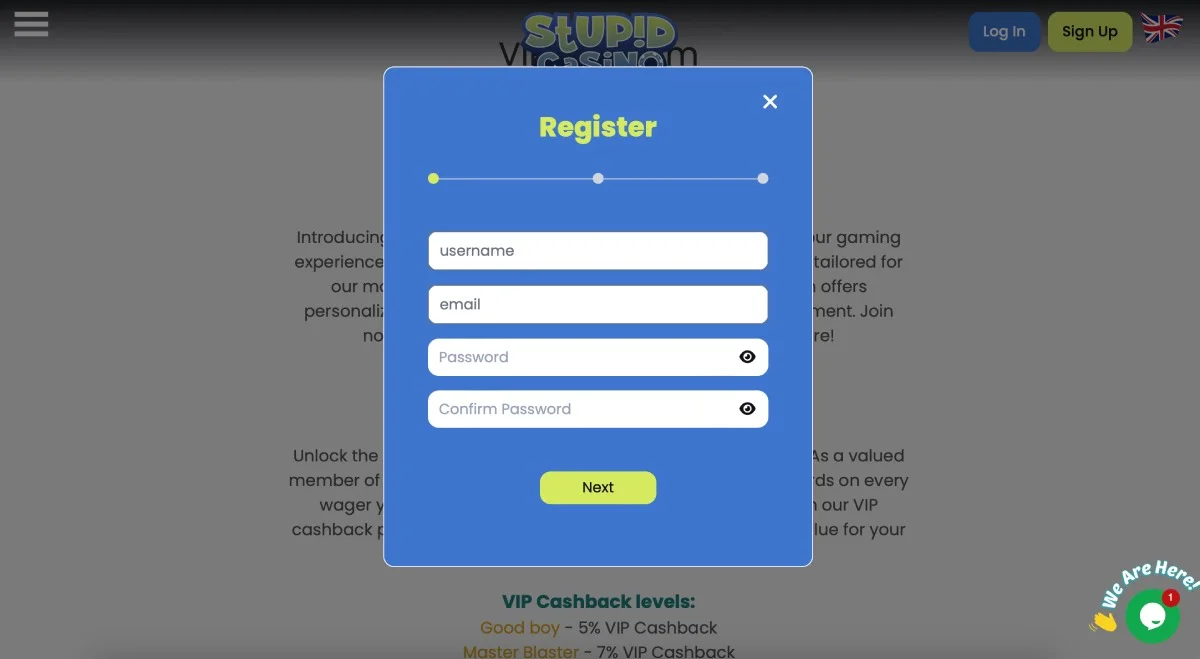Stupid Casino Registration