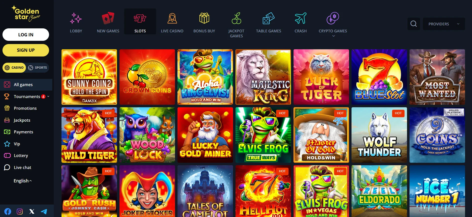 Golden Star Casino Slots Section