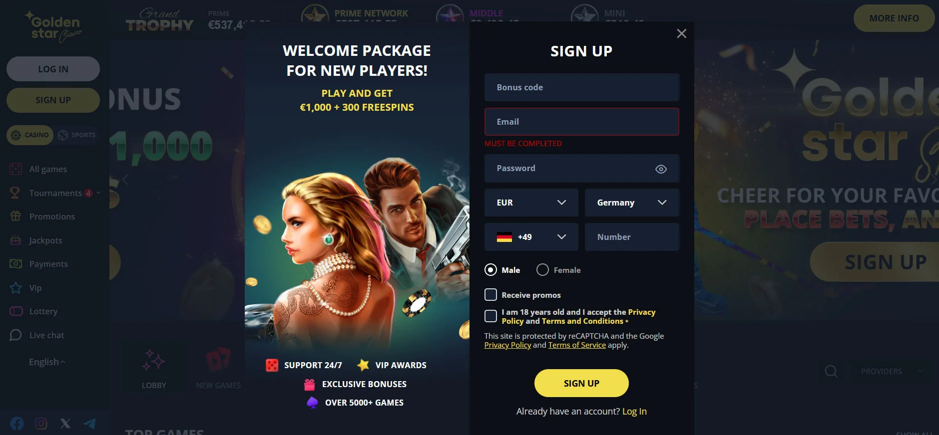 Golden Star Casino Registration