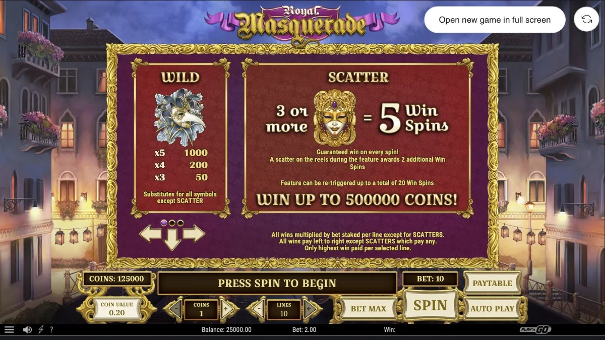 Royal Masquerade Slot