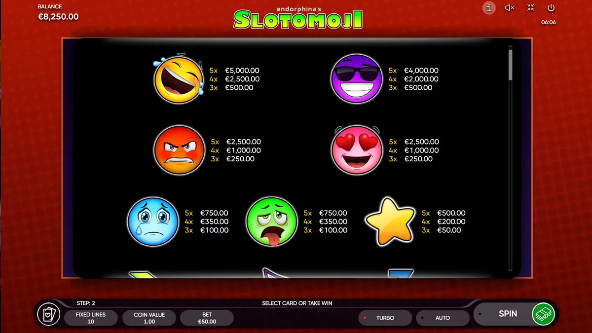 Slotomoji Paytable 1