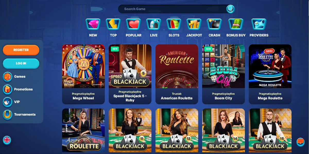 SlotWolf Casino Live Games Section