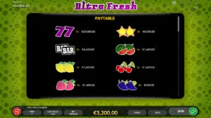 Ultra Fresh Paytable