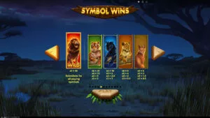 Wild Cats Multiline Paytable