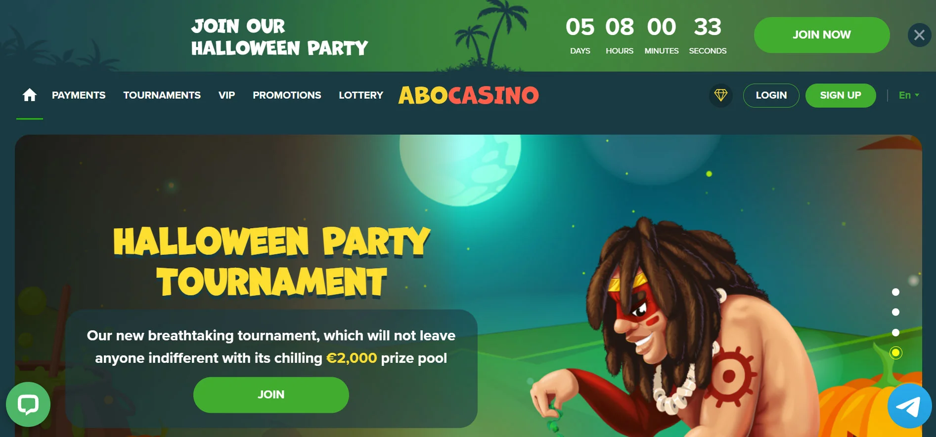 Abo Casino Home Screen