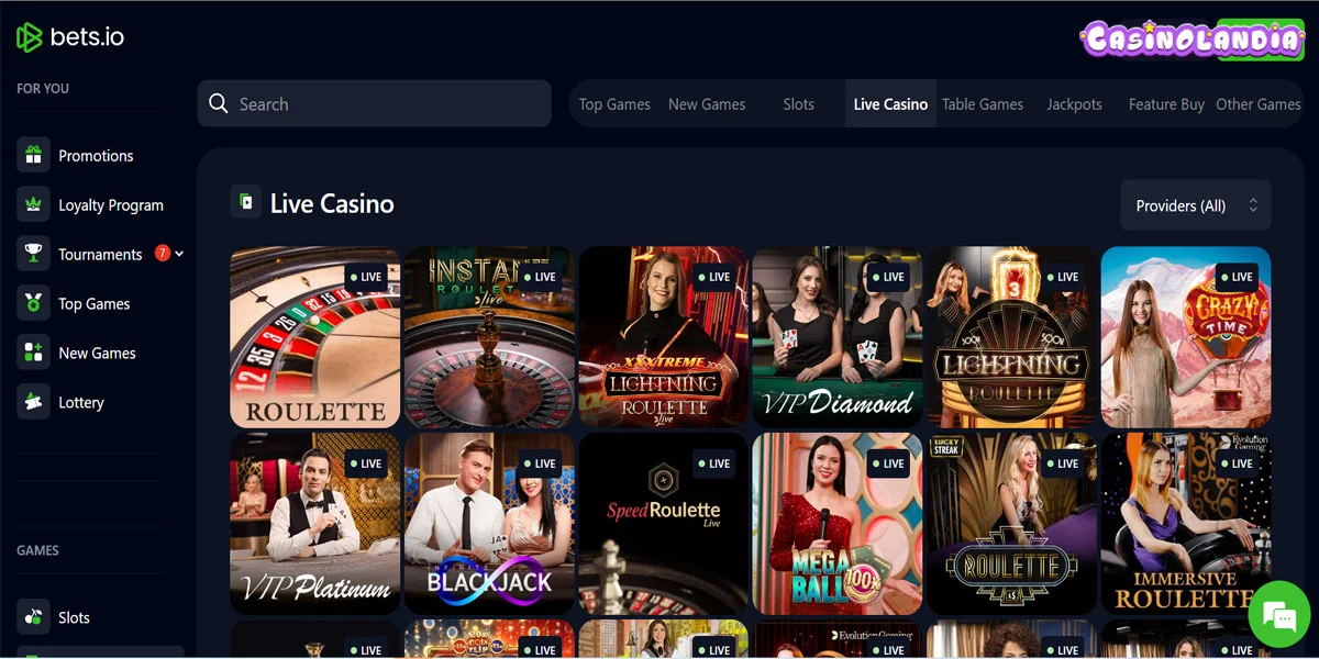 Bets.io Casino Live Casino