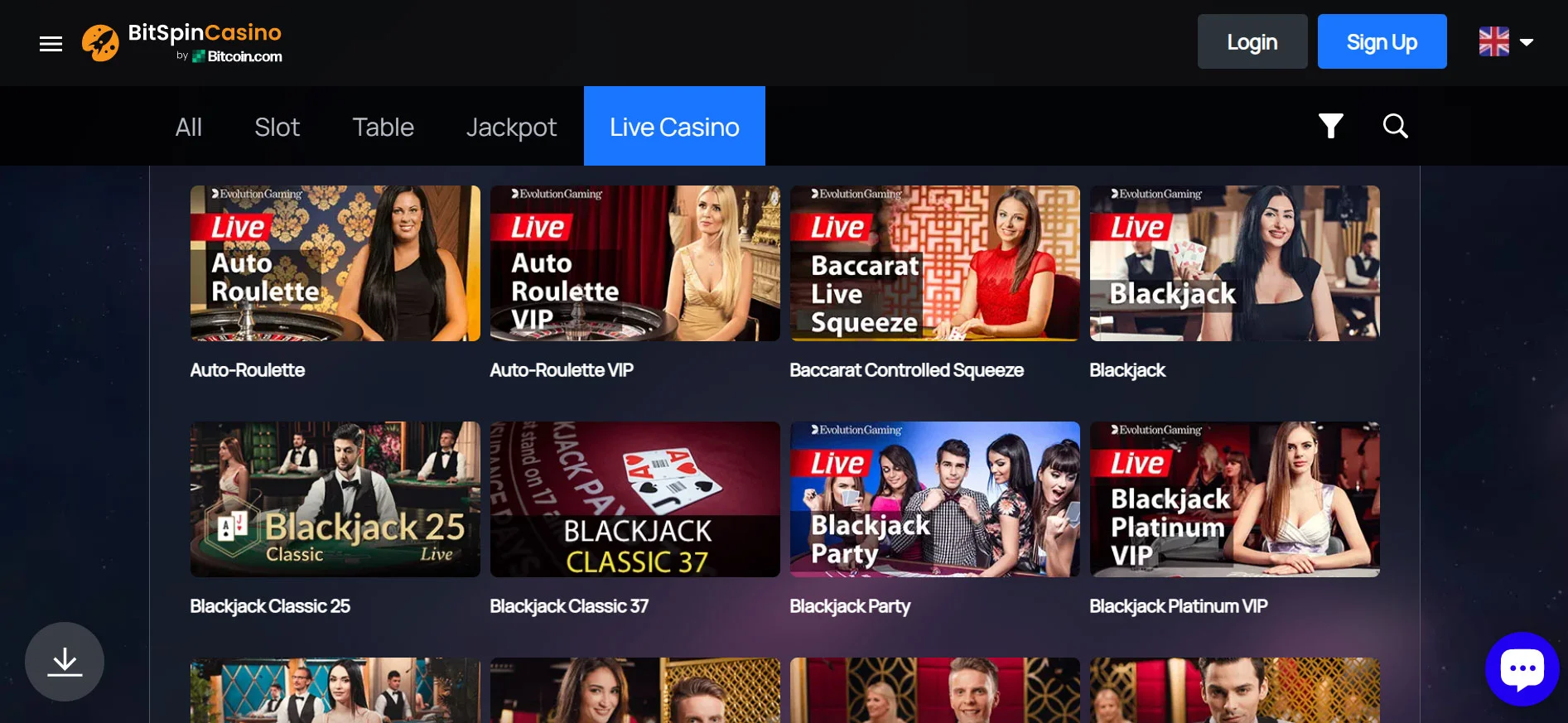 BitSpin Casino Live Casino