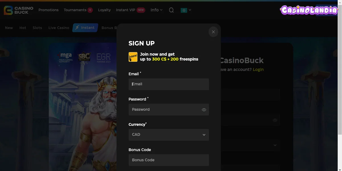 CasinoBuck Registration