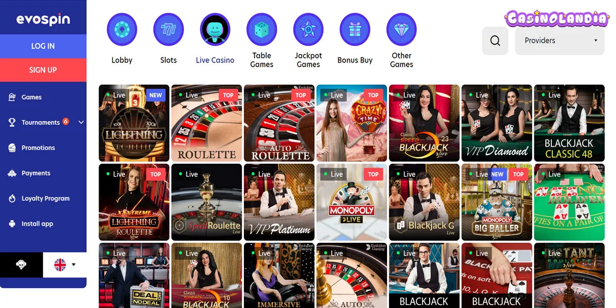 Evospin Casino Loyalty Live Casino
