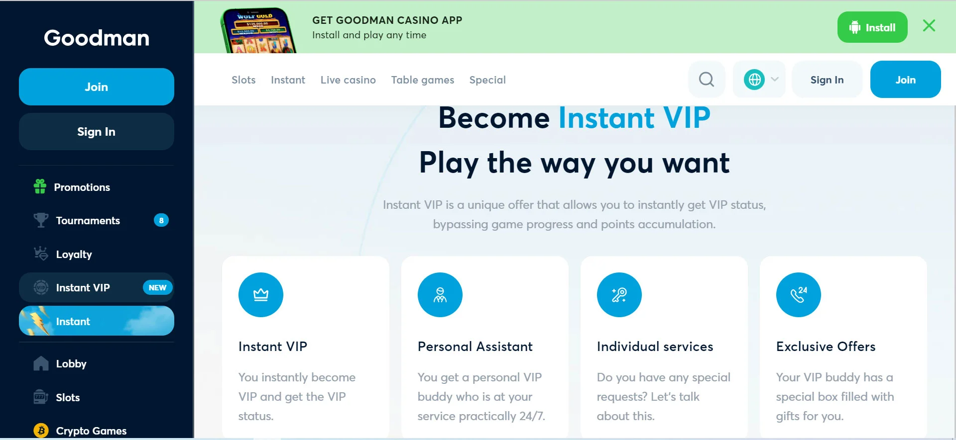 Goodman Casino VIP Program