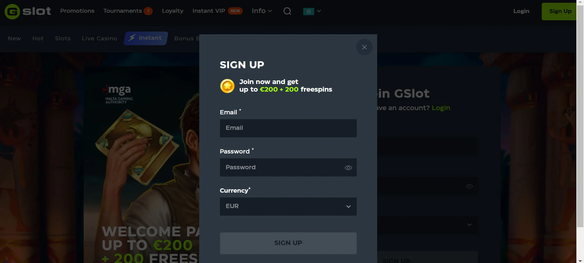 Gslot Casino Registration