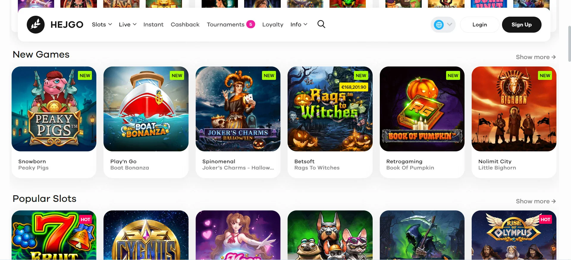 Hejgo Casino Loyalty Slots
