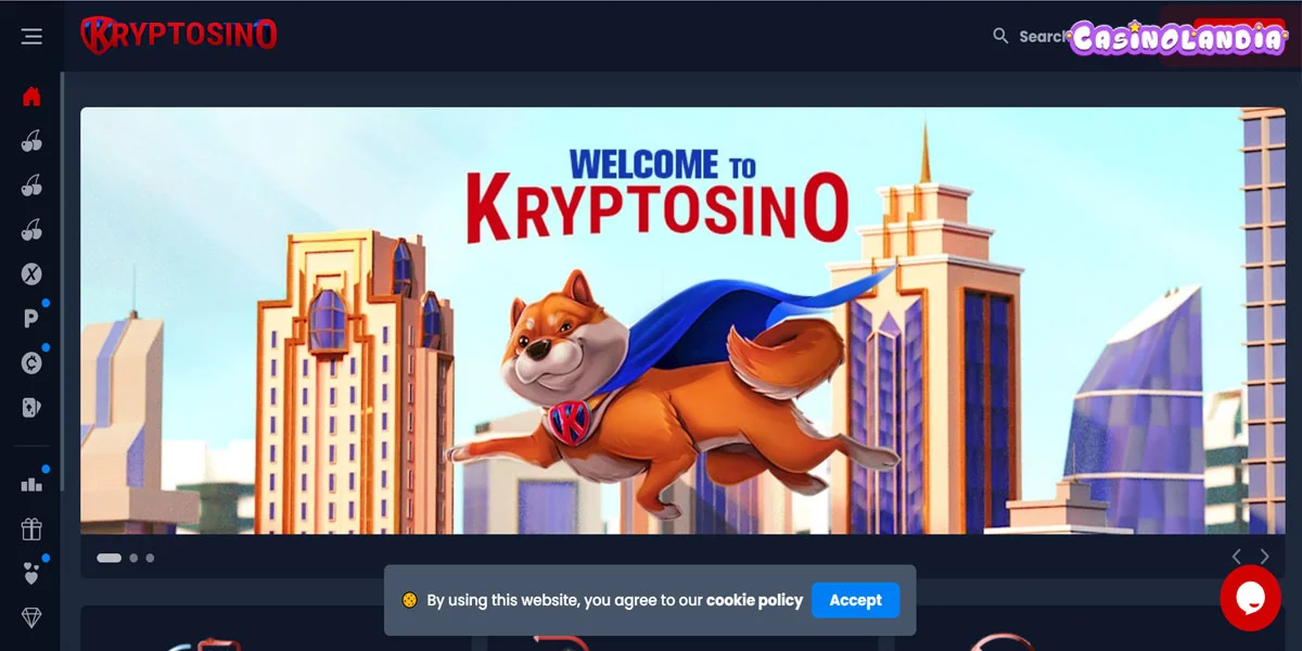 Kryptosino Casino Home Screen