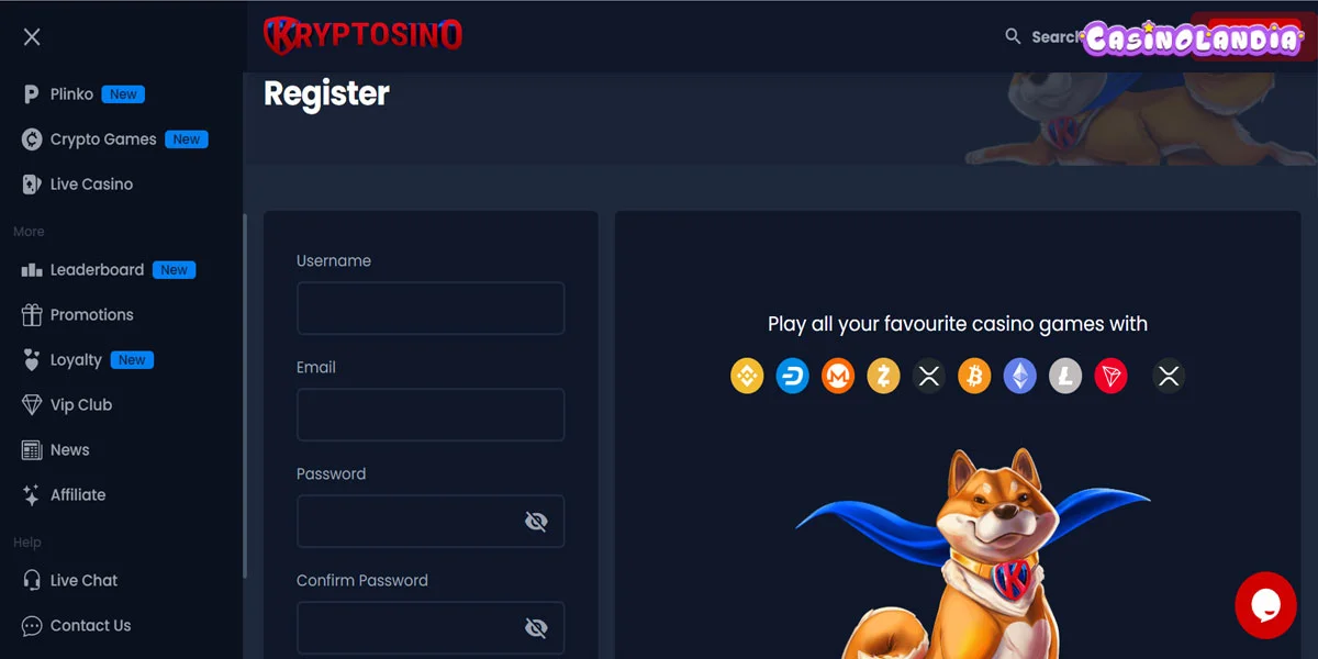 Kryptosino Casino Registration