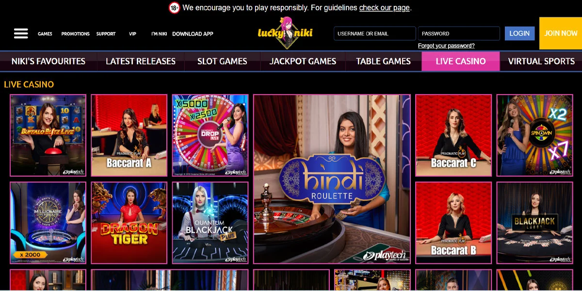 LuckyNiki Casino Live Casino