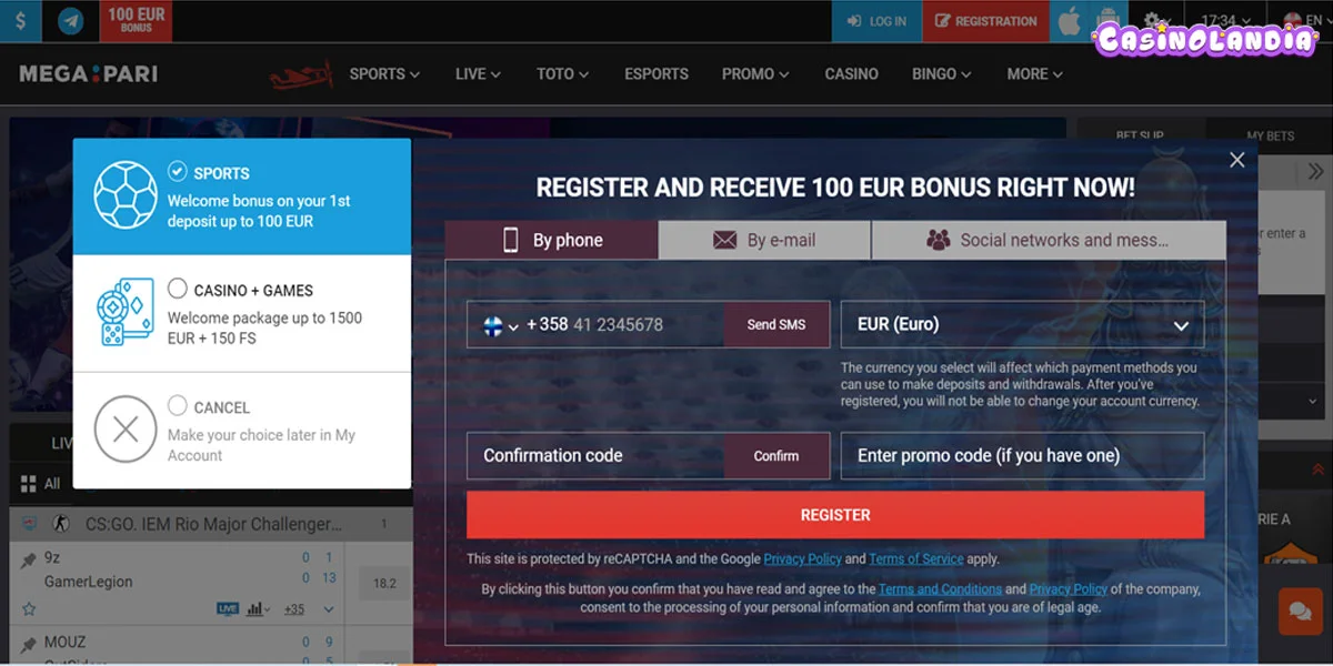Megapari Casino Registration