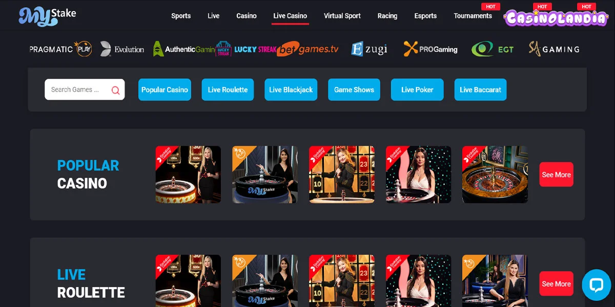MyStake Casino Live Casino