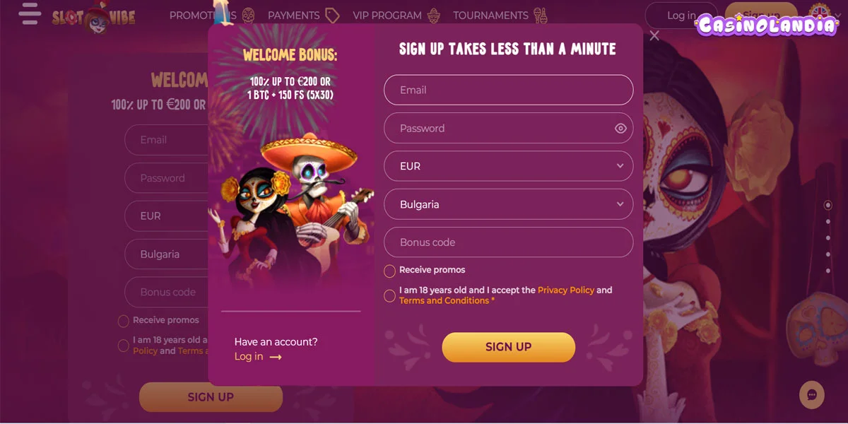 SlotVibe Casino Registration