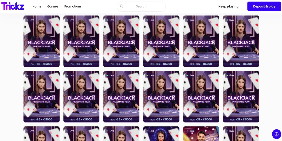 Trickz Casino Live Casino