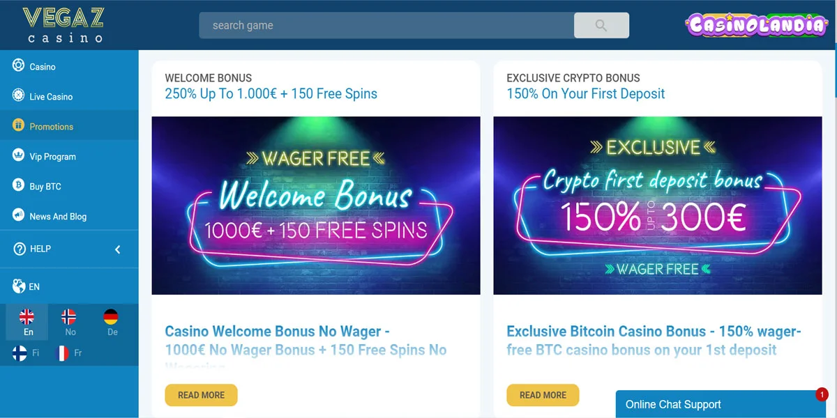 Vegaz Casino Promotion