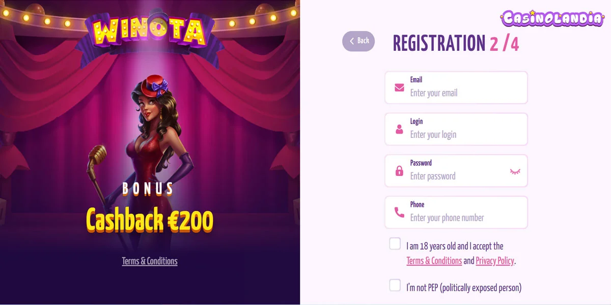 Winota Casino Registration