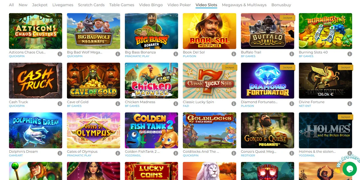 Wolfy Casino Slots Games Section