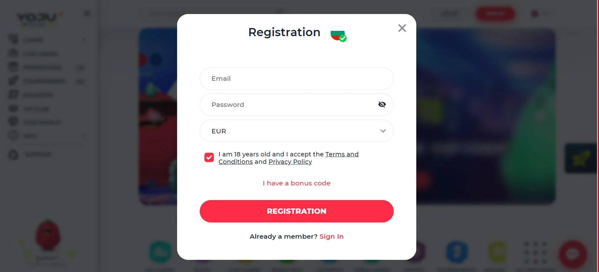 Yoju Casino Registration