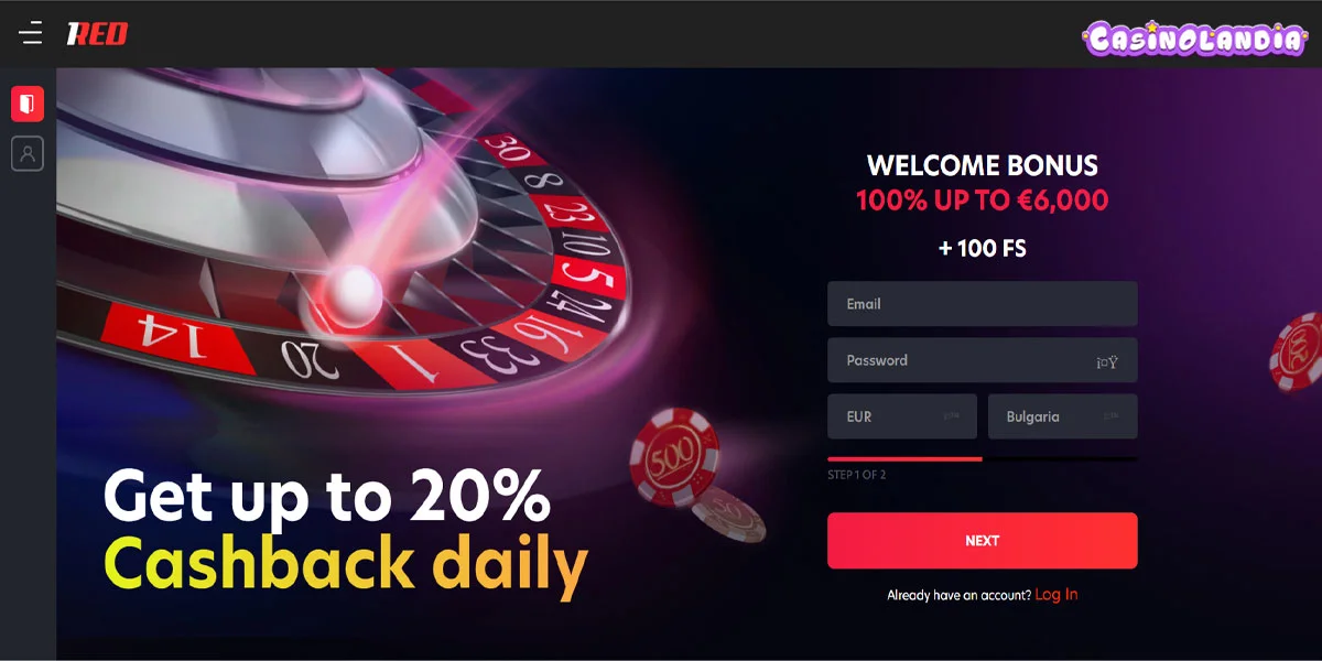 1Red Casino Home Screen