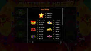 Butterfly Hot 10 Paytable