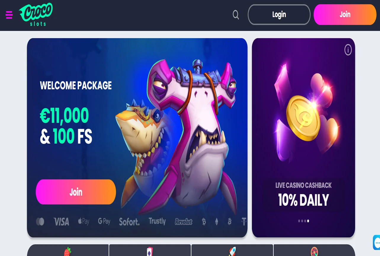 Crocoslots Casino Desktop View
