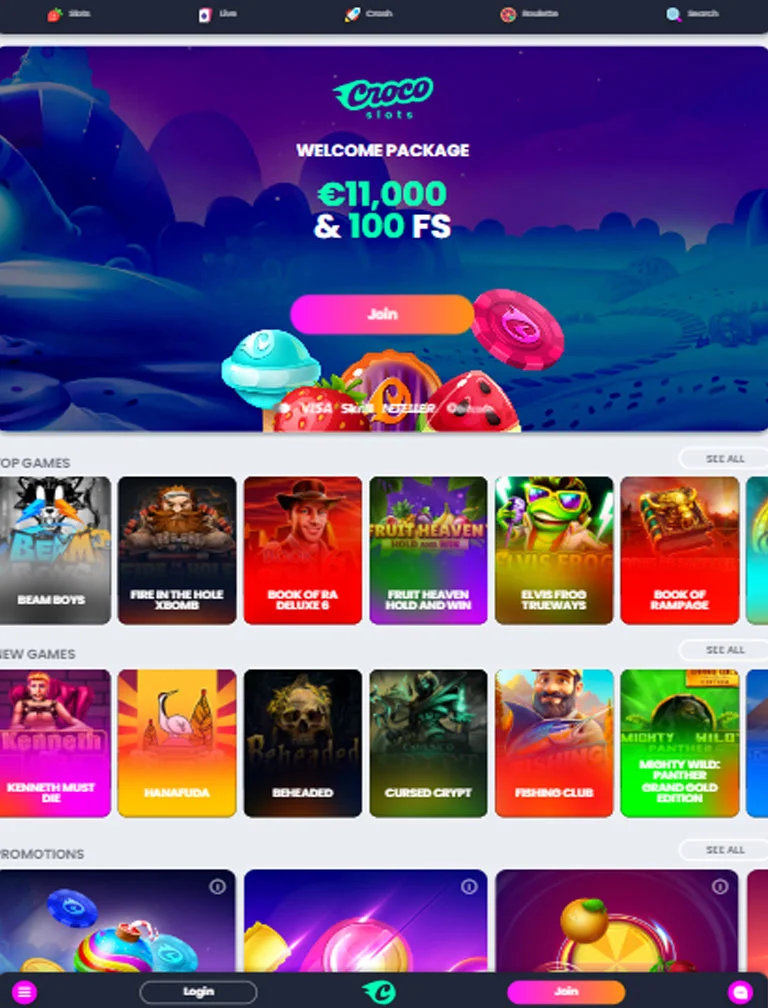 Crocoslots Casino Portrait View