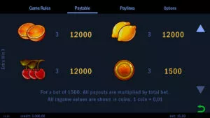 Extra Win X Paytable 2